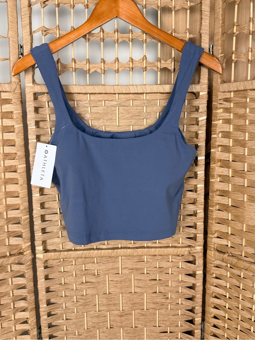 NWT Athleta Transcend Square Neck Crop Sports Bra Slate Size Medium